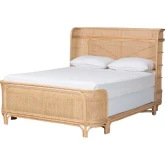 Fiore Queen Bed in Handwoven Natural Rattan