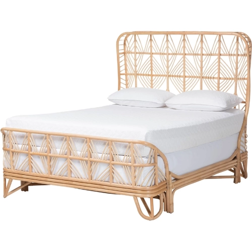 Hadley Openwork Queen Bed in Natural Rattan