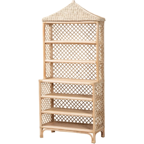 Adonis 6 Tier Pagoda Bookcase in Natural Rattan