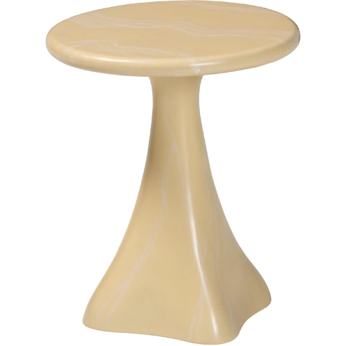 Aponi Round End Side Table in Cream Marbled Resin
