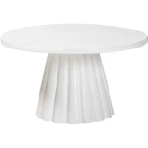 Parvana Round Coffee Table w/ Fluted Pedestal Base in White Resin