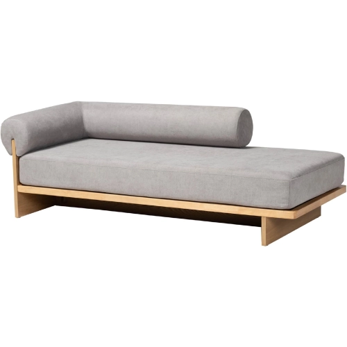 Bertille Left Arm Chaise Lounge in Grey Fabric & Wood