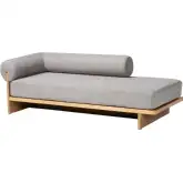 Bertille Left Arm Chaise Lounge in Grey Fabric & Wood