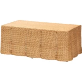 Palm Scalloped Coffee Table in Handwoven Light Honey Rattan