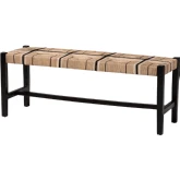 Prita Bench in Brown Woven Paper Loom & Black Mahogany Wood