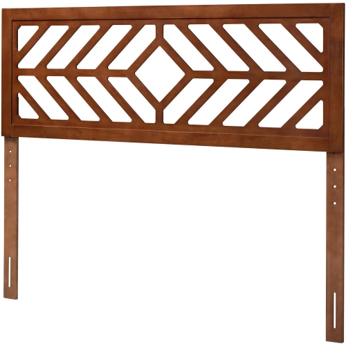 Olsen Queen Adjustable Geometric Headboard in Walnut Brown Finish Wood