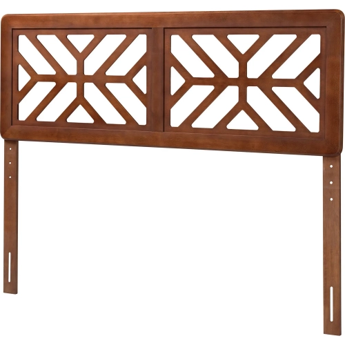 Kalare Adjustable Queen Geometric Headboard in Walnut Brown Finish Wood