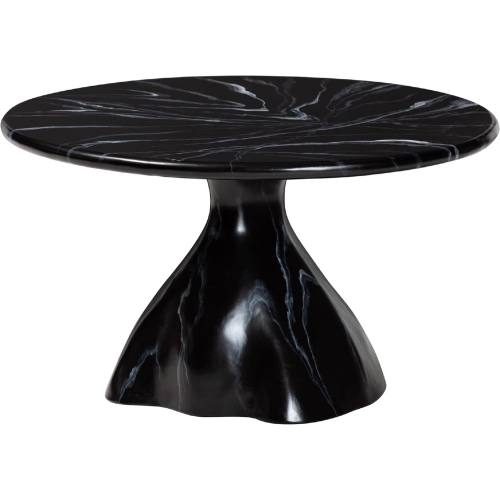 Aponi Round Coffee Table in Black Marbled Resin
