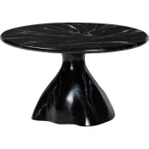 Aponi Round Coffee Table in Black Marbled Resin