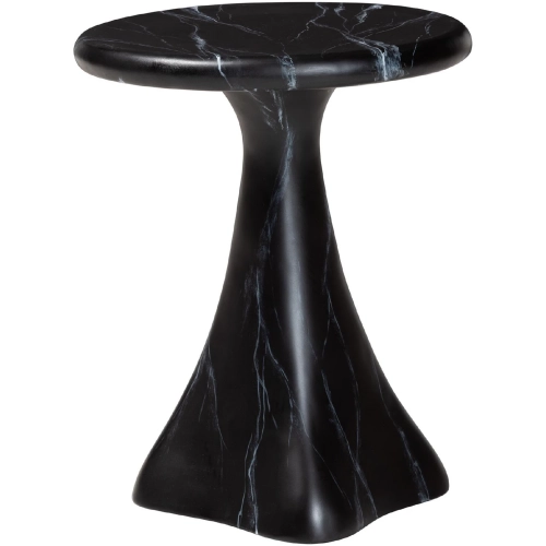 Aponi Round End Side Table in Black Marbled Resin