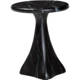 Aponi Round End Side Table in Black Marbled Resin