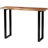 Apio Console Table in Live Edge Teak, White Epoxy Resin, Glass & Black Metal
