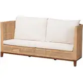 Edda Sofa in Natural Rattan & Neutral Fabric