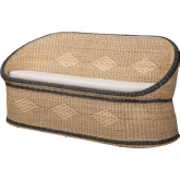 Emiliana Loveseat in Natural Brown & Black Handwoven Rattan & Neutral Fabric