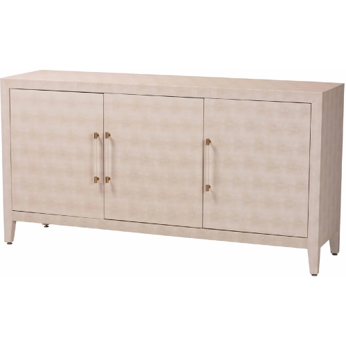 Nira 3 Door Sideboard Buffet Cabinet in Beige Faux Shagreen