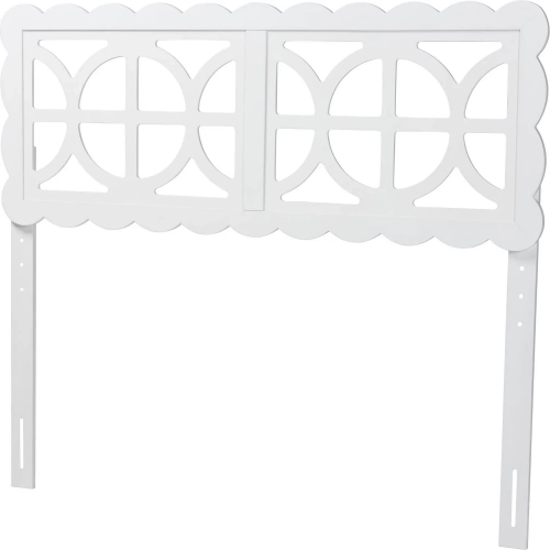 Nansen Scalloped Full Adjustable Headboard in White Finish Wood