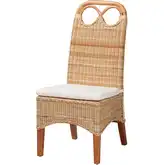 Dyna Dining Chair in Natural Rattan & Neutral Fabric