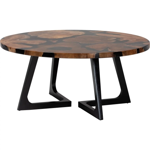 Agata Coffee Table in Live Edge Teak Wood & Epoxy Resin in Brown & Black