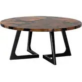 Agata Coffee Table in Live Edge Teak Wood & Epoxy Resin in Brown & Black
