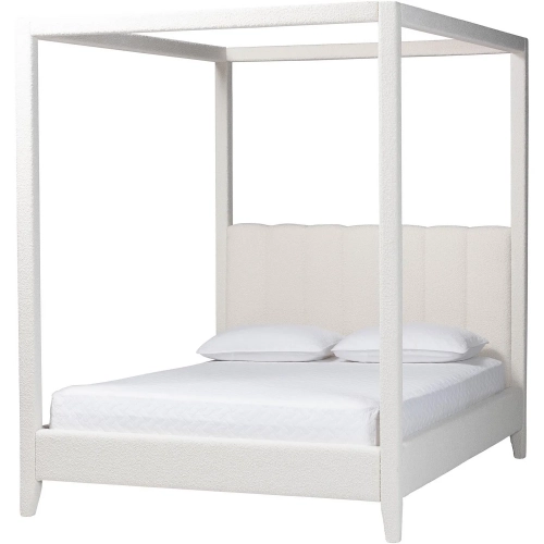 Aerona Queen Four Poster Canopy Bed in Cream Boucle
