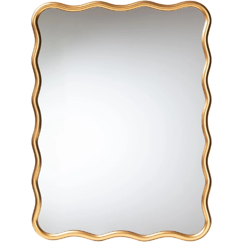 Cassara Scalloped Wall Mirror in Antique Goldleaf Metal