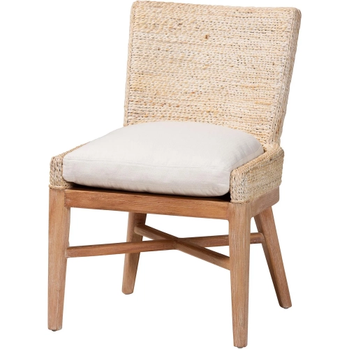 Ridley Dining Chair in White Wash Seagrass, Wood & Neutral Fabric
