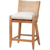 Ridley Counter Stool in White Wash Seagrass, Wood & Neutral Fabric
