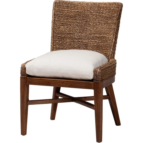Ridley Dining Chair in Brown Wash Seagrass, Wood & Neutral Fabric