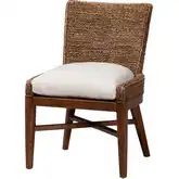 Ridley Dining Chair in Brown Wash Seagrass, Wood & Neutral Fabric