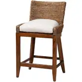 Ridley Counter Stool in Brown Wash Seagrass, Wood & Neutral Fabric