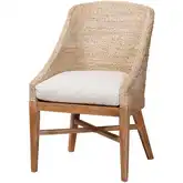 Jasper Wingback Dining Chair in White Wash Seagrass, Wood & Neutral Fabric