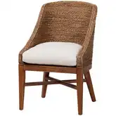 Jasper Wingback Dining Chair in Brown Wash Seagrass, Wood & Neutral Fabric