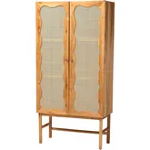 Augusto 2 Door Cabinet in Teak Wood & Woven Rattan