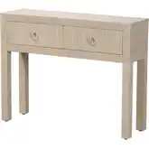 Noah 2 Drawer Console Table in Beige Grasscloth