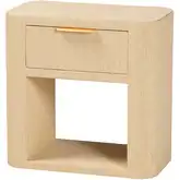 Beauford 1 Drawer Nightstand w/ Shelf in Woven Grasscloth