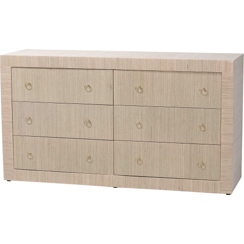 Sage 6 Drawer Dresser in Beige Grasscloth
