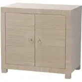Halen Two Door Cabinet in Natural Grasscloth w/ Gold Ring Pulls