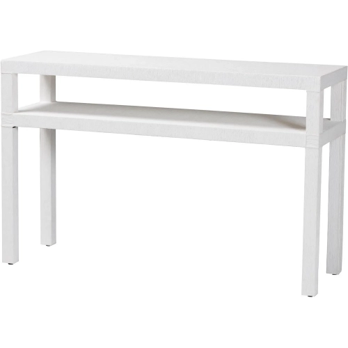 Gale Two Tier Console Table in White Grasscloth