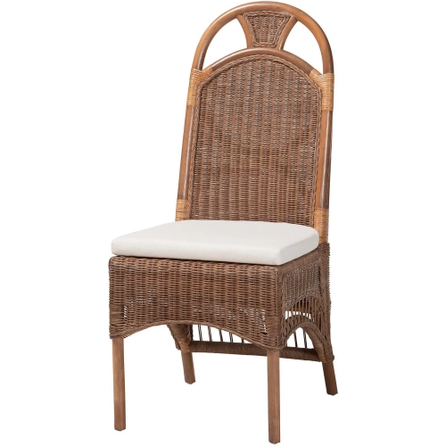 Raya Dining Chair in Natural Rattan & Neutral Fabric