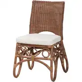 Rivan Dining Chair in Natural Rattan & Neutral Fabric
