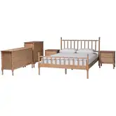 Laurent 5 Piece Queen Bamboo Spindle Style Bedroom Set in Beech Brown Wood