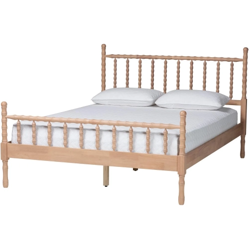 Laurent Queen Bamboo Spindle Style Bed in Beech Brown Wood