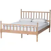 Laurent Queen Bamboo Spindle Style Bed in Beech Brown Wood