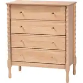 Laurent 4 Drawer Bamboo Spindle Style Chest in Beech Brown Wood