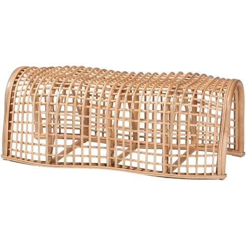 Daiki Curved Bench in Natural Rattan