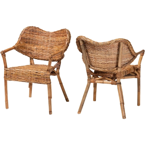 Tara Dining Arm Chair in Natural Rattan (Set of 2)
