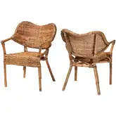 Tara Dining Arm Chair in Natural Rattan (Set of 2)