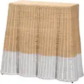 Palm Scallop Console Table in White & Natural Rattan