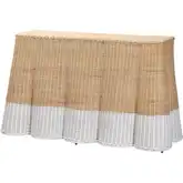 Palm Scalloped Console Table in White & Natural Rattan