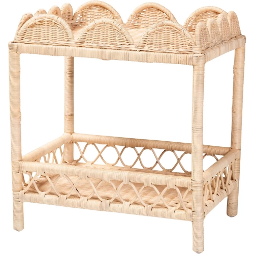 Eloisa Scalloped End Table in Natural Rattan